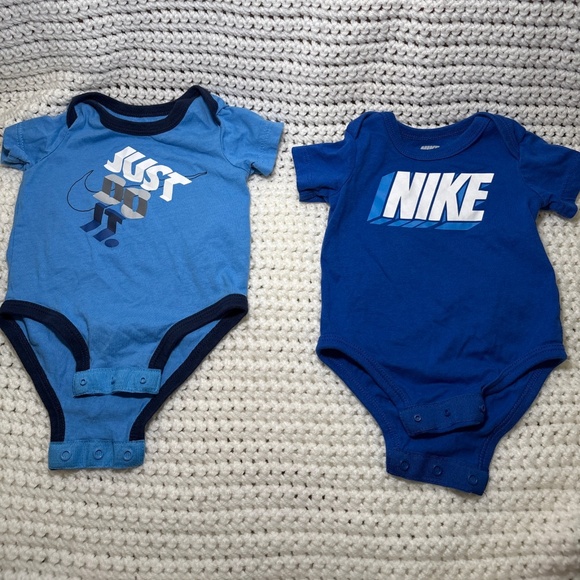 Nike Blue Just Do It Infant one piece 3Months Unisex Lot Of 2 - Picture 1 of 6